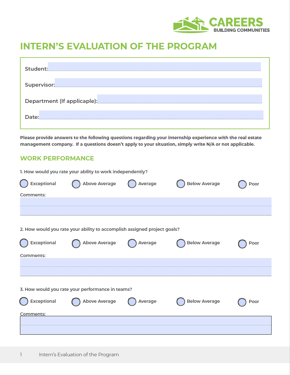 Interns Evaluation of the Program